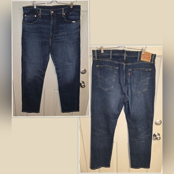 Levi's 505 Regular Fit Straight Leg Jeans Dark Wash Stretch Denim Men's 38 X 32 - Picture 1 of 10